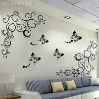 ▩♠▲ 3D lowest price calssic black butterfly flower Wall sticker home decor poster flora butterflies TV wall beautiful decoration