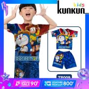 Quần áo bé trai Thun lạnh thoáng mát in 3D hoạt hình Doraemon Kunkun TP009