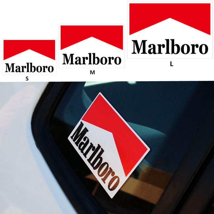 marlboro-สติกเกอร์แต่งที่บังแดดหน้ารถยนต์รถมอเตอร์ไซด์กันรอยขีดข่วนอุปกรณ์ตกแต่งรถมอเตอร์ไซด์สติ๊กเกอร์สะท้อนแสง