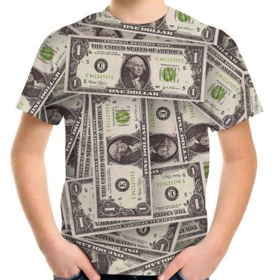 USD USA Dollar Bills Money 3D Print T-Shirts For Boys Girls 4-20Y Kids Fashion T Shirts Children Teen Birthday Cool Clothes Tops