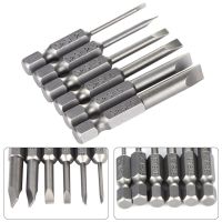 ✤™✹ 1pc 50mm Alloy Steel Flat Head Slotted Tip Magnetic Screwdriver Bit 2.0-6.0mm High Hardness Hand Drill Screw Tools