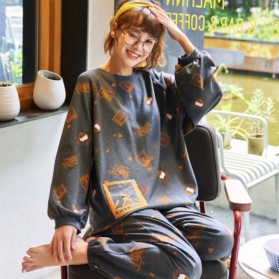 MUJI High quality pajamas womens spring and autumn pure cotton thin section long-sleeved cotton can be worn out autumn and winter pajamas womens home service suit