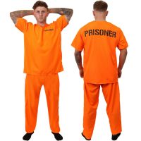 ผู้ใหญ่ผู้ต้องขังเครื่องแต่งกายสีส้ม Prisoner Jumpsuit Jailbird ชุดสำหรับฮาโลวีน Orange Prisoner เครื่องแต่งกายผู้ชาย Jail Jumpsuit เครื่องแต่งกาย