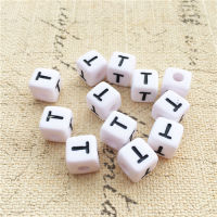 Factory Direct Sell 550PCSlot Mixed A-Z 10*10MM White with Black Printing Plastic Acrylic Square Cube Alphabet Letter Beads