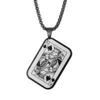Source Manufacturer Simple Titanium Steel Sweater Chain Personalized Ins Hip Hop Pendant Hip-Hop Street Playing Card Spade K Necklace