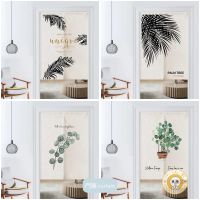 Fashion 2023 Green Leeves Pattern Free-punch Door Curtain Kitchen Bar Restaurant Half Curtain Partition Curtain