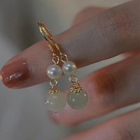 2023 New Hotan Jade Pearl Earrings Womens Long Style Slim and Versatile Style Korean Internet Red Ins Fashion Earhook GDHX