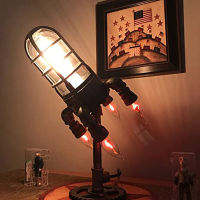 Creative Rocket Ship Lamp Steampunk Industrial Desk Night Lamp Decoractive Bedside Table Light for Bedroom Decor Fathers Gifts