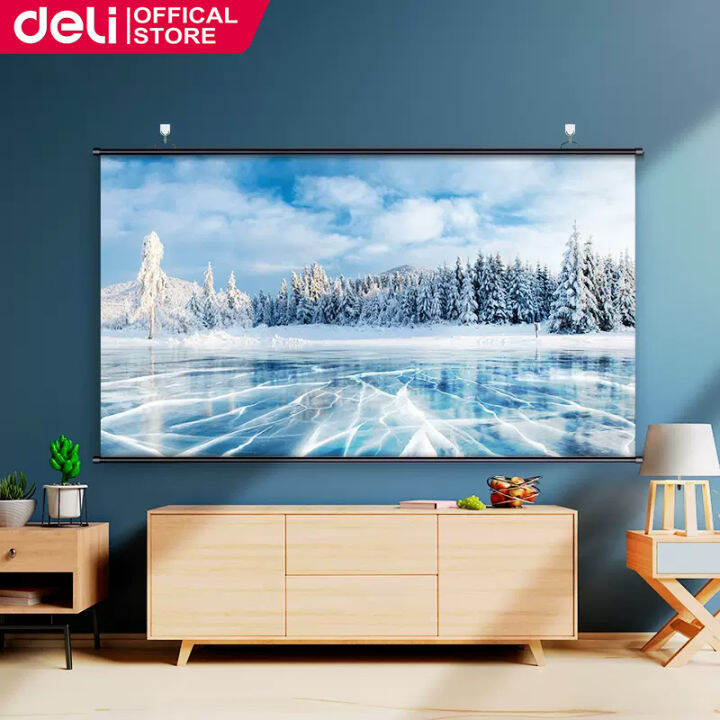 Deli 169 84 inches Projector Screen Wall Mounted Screen for Projector