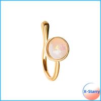 X-STARRY เซอร์คอน ที่ปิดจมูก ทองแดงทองแดง แผ่นชุบทอง แหวนเจาะจมูกปลอม สง่างามเรียบหรู เครื่องประดับอัญมณีอัญมณี คลิปหนีบจมูก สำหรับผู้หญิง