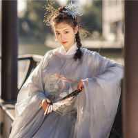 จีน Hanfu ชุดผู้ชายผู้หญิงโบราณแบบดั้งเดิมปัก Hanfu O-Neck Robe Adutl คอสเพลย์เครื่องแต่งกาย Hanfu ชุดสีเทาสีขาวสีชมพู...