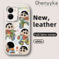 เคส Chenyyyka สำหรับ VIVO Y16 Y35 5G Y56 5G เคสการ์ตูนน่ารักดินสอสี Shin-Chan ดีไซน์ใหม่เคสโทรศัพท์มีลายนุ่มหนังฝาปิดด้านหลังเลนส์เต็มรูปแบบกล้องป้องกันเคสกันกระแทก