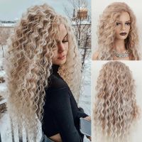 【LZ】❆✳■  Charming Party Wig Womens Fashion Long Curly Hair Wigs Brown Ombre Synthetic Curls Wavy Hair Female Loose Deep Wave Wig Pelucas