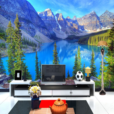 [hot]Custom 3D Photo Wallpaper Murals Natural Scenery Snow Mountain Forest Lake Wall Mural Living Room Sofa TV Backdrop Wall Papers