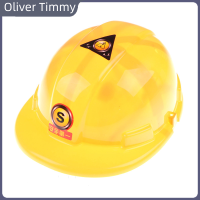 Oliver Timmy หมวกเล่นบทบาทสมมติหมวกกันน็อคสำหรับเล่นสเก็ตบอร์ดจำลองสำหรับเด็ก,ของเล่นก่อสร้างของขวัญสำหรับเด็กสร้างสรรค์สีเหลืองแก็ดเจ็ตตลกๆ1ชิ้น