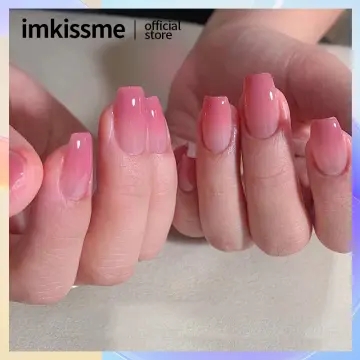 Gentle Light Pink False Manicure With Glitter Natural Unbreakable Nail  Simple Wear For Fingernail Diy Decoration