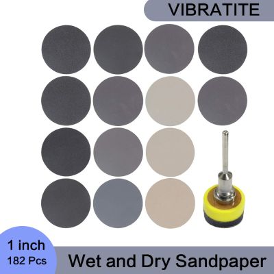1 Inch 182 Pcs Wet and Dry Sandpaper with 3 mm Shank Sanding Pad Foam Interface Pad for Buffing and Polishing Fiberglass Furniture Protectors Replacem