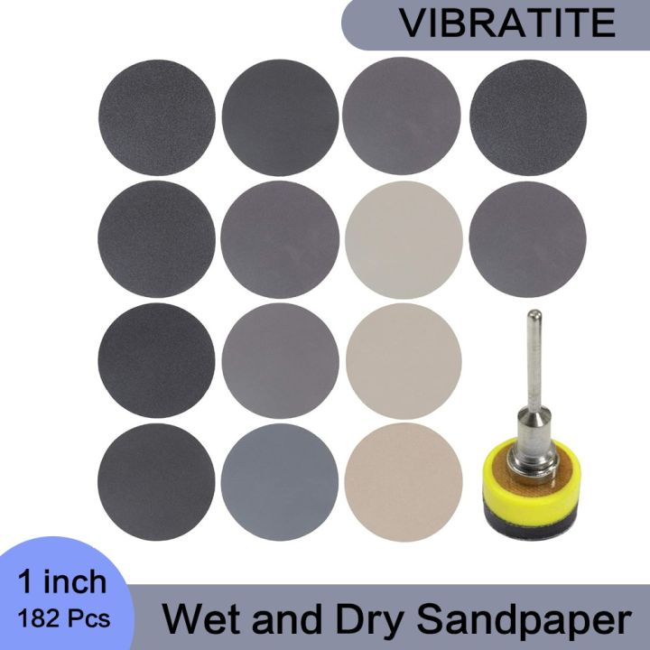 1-inch-182-pcs-wet-and-dry-sandpaper-with-3-mm-shank-sanding-pad-foam-interface-pad-for-buffing-and-polishing-fiberglass