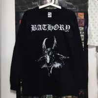 ✔BATHORY Band Swedish BATHORY Band รอบสำหรับทั้งหญิงและชายเสื้อยืดแขนยาวโลหะสีดำ Diablo 666สองชิ้น Gratis Ongkir หิน