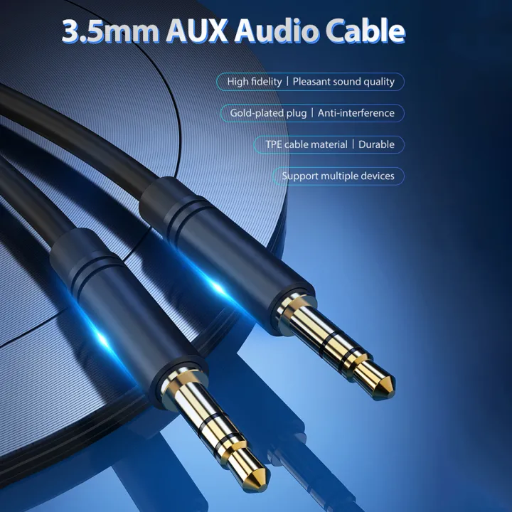 AUX สายสัญญาณเสียงสำหรับลำโพง,แจ็คเสียงสเตอริโอปลั๊กตัวผู้3.5มม. ปลั๊ก