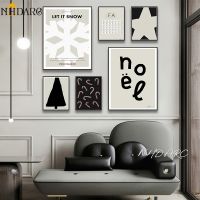 【CW】 Christmas Theme Canvas Print Lovely Posters Snowflake Festival Ornament Nordic Wall Pictures Paintings Living Room Home Decor