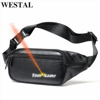 WESTAL Mens Waist Bag Belt Men Sheep Genuien Leather Waist Pack Black Male Fanny Pack Designer Man Belt Pouch Sling Bag 7310