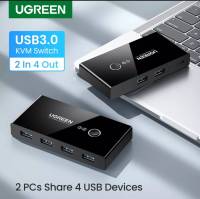 UGREEN รุ่น 30768 Hub USB3.0 Switch Selector 4Port | 2Computers Peripheral Switcher Adapter Hub เมาส์, คีบอร์ด, ปริ้นเตอร์