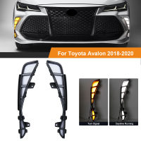 Led DRL สำหรับ Toyota Avalon 2018 2019 2020ไฟวิ่งกลางวันแบบไดนามิกไฟเลี้ยวหมอกสีขาวสีเหลืองรถอุปกรณ์เสริม12V