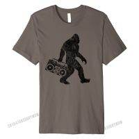 Retro Bigfoot Boom Box Radio Silhouette Graphic Premium T-Shirt T Shirts Tees On Sale Cotton Crazy Normal Men