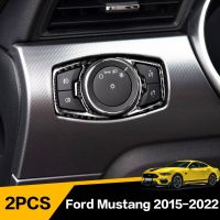 2 Pcs For Ford Mustang 2015 2016 2017 2018 2019 2020 2021 2022 Carbon Fiber Car Headlight Switch Cover Trim Decoration Sticker