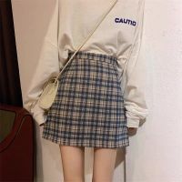 COD ✾▦☞ The Outline Shop27dgsd6gfd Grid mini skirt high waist A-line check checkered plaid gingham blue green retro vintage plus size short skirt