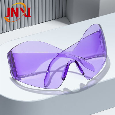 แว่นตากันแดดแบบไม่มีกรอบ 2023 แว่นตากันแดดใหม่สาวฮอต Y2K เทคโนโลยีอนาคตแว่นกันแดดมิลเลนเนียล ~