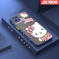 JIUMOO เคสสำหรับ OPPO A15 A15s A35 4G มาพร้อมกับลายแมวน่ารักใหม่แผ่นหลังฝ้ากรอบซิลิโคนปลอกเคสมือถือโปร่งใสกันกระแทกรวมฝาครอบป้องกันเลนส์กล้องถ่ายรูปทั้งหมด