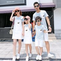 【YF】 Family Clothing Set Couple Clothes  Summer Stripe Suit Men Boy Set Women Dress Girls Look Mommy and Me