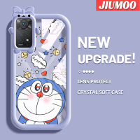 เคส JIUMOO สำหรับ Xiaomi Redmi Note 11 Pro Note 5G 11e Pro เคสการ์ตูนโดราเอมอนมอนมอนน้อยมอนสเตอร์ตัวน้อยผูกโบว์แบบนิ่มทนต่อการขัดถูเคสโทรศัพท์โปร่งใสฝาครอบป้องกันเลนส์กล้องถ่ายรูป TPU ซิลิกาเจล