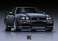 JDM คอลเลกชันยอดนิยมกีฬาโปสเตอร์รถ-R34 Nissan Skyline-สิ่งสวยที่สุดในประวัติศาสตร์ HR357ผ้าใบวาดภาพสำหรับการตกแต่งบ้าน-ห้องนอนชาย,Hiasan Kamar นั่งเล่น-Cuadros