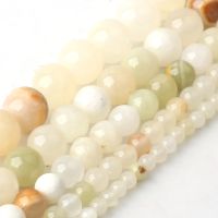 Natural White Persian Jades Chalcedony Loose Smooth Round Stone Beads 4 6/8/10/12MM For Jewelry Making DIY Bracelet