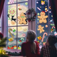 2022 Merry Christmas Gingerbread Man Wall Sticker Window Glass Christmas Decor for Home Wall Decor 2023 Happy New Year Sticker