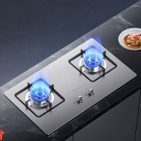 บ้านสแตนเลสเตาแก๊สครัวเรือนคู่ Cooktop ฝังคู่ใช้หม้อหุงก๊าซธรรมชาติก๊าซเหลวทอดลึกก๊าซช่วง