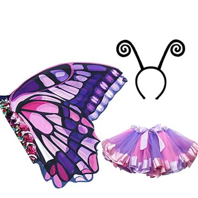 Girls Children Butterfly Wings Tutu Skirt Mask School Performance Halloween Dance Party Dress Up Costume Girl Easter Cosplay