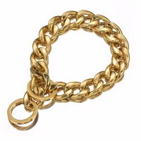 13/15MM Strong Cut Curb Cuban Link 316L Stainless Steel Gold Color Dogs Chain Pet Collar Choker Necklace 12 32 quot;