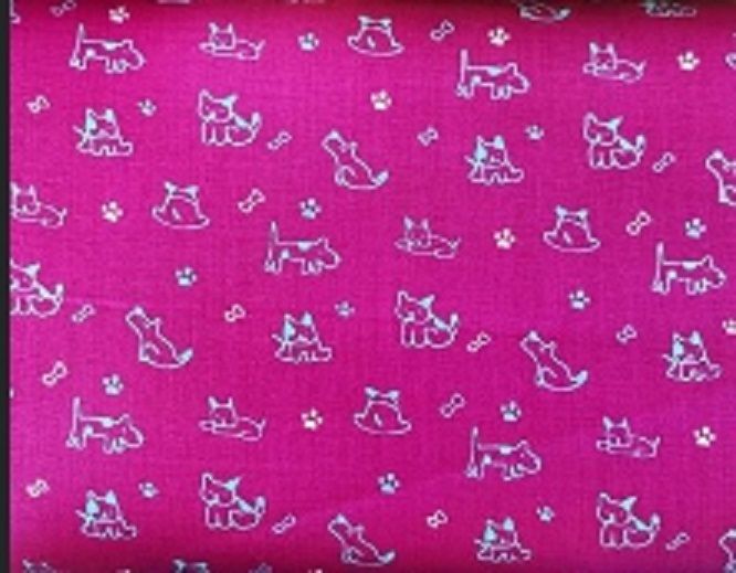 ผ้าคอตตอนญี่ปุ่น-ผ้าฝ้าย-100-ลายการ์ตูนหมา-แมวน้อย-ลายจุด