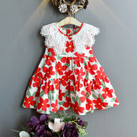 Girls Dress 2022 Summer New Sleeveless Lace Lapel Flower Dress Princess Dress Baby Girl Dress Vestidos Flower Girl Dresses