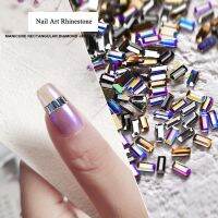 WUXUNRAO 50 ชิ้น DIY ทรงสี่เหลี่ยมเรียบง่าย ญี่ปุ่น เล็บ Rhinestones ทำเล็บ คริสตัลใส AB ตกแต่งเล็บ