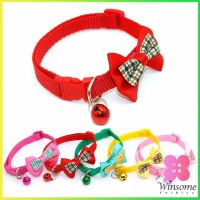 Winsome ปลอกคอโบว์น่ารัก กระดิ่ง เลือกสีได้ สายปรับได้ยาว Pet collar