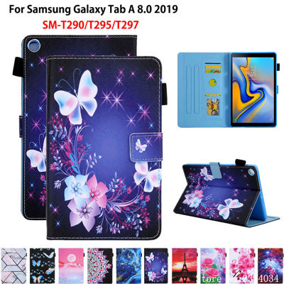 SM-T290สำหรับ Samsung Galaxy Tab A 8.0 2019 SM-T295 T290 T295 T297กรอบแท็บเล็ตแฟชั่นผีเสื้อพิมพ์ฝาครอบกรณี