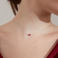 [COD] Ancient cat ins niche heartbeat heart-shaped pendant collarbone chain female classic red love necklace