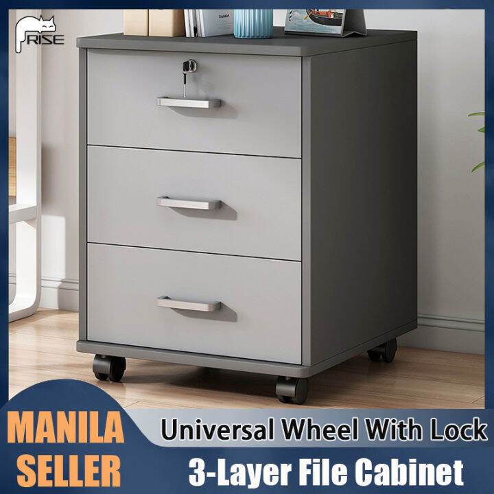 RISE 3 Layer File with Lock Office Storage with Wheel