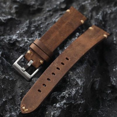 【Hot Sale】 strap crazy horse leather 19 20 22MM soft mens watch chain retro style