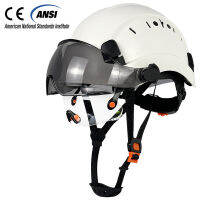 CE ก่อสร้างหมวกนิรภัยกับ Visor สร้างขึ้นในแว่นตาสำหรับวิศวกร ABS ฮาร์ดหมวก ANSI อุตสาหกรรมทำงานหมวกป้องกันศีรษะ